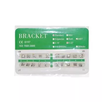 100 шт./5 шт. в упаковке, стоматологические ортодонтические кронштейны, стандартные MBT 022, без крючков