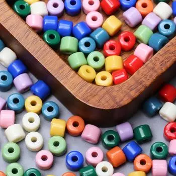 100 шт. 6,5 мм кремового цвета цилиндрические акриловые свободные бусины для изготовления ювелирных изделий своими руками ожерелье брелок серьги браслет модные аксессуары материал темно-зеленого