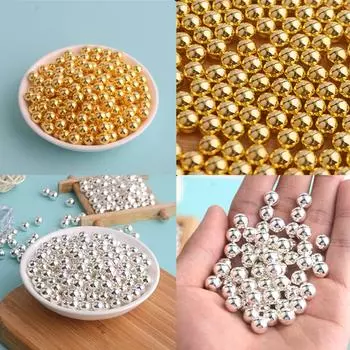 100 шт. 6/8 мм серьги «сделай сам», ювелирные изделия для ожерелья, браслета, распорки, свободные бусины, акриловые круглые 6mm серебряный