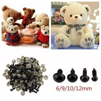 100 шт. 6/9/10/12 мм DIY черные пластиковые куклы безопасные глаза для шитья для куклы плюшевого мишки животное марионетка 10 mm