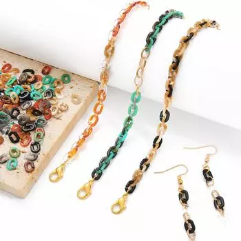 100 шт. 6*9 мм акриловые цепочки для изготовления ювелирных изделий DIY серьги браслет цепь для очков цепь Moblephoe approx 6*9mm 100pcs чёрный