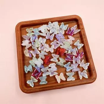 100 шт., 6 мм, AB дизайн ногтей, ручная работа, без отверстий, в форме бабочки, резионные бусины-разделители, свободные DIY для изготовления ювелирных изделий, подвески, цвет разноцветный