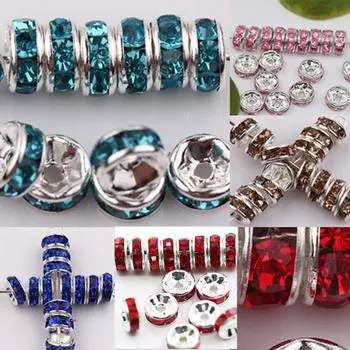 100 шт. 6 мм блестящие стеклянные металлические бусины-разделители Rondelle для самостоятельного изготовления ювелирных изделий