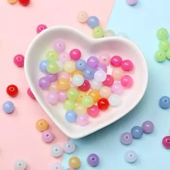 100 шт 6 мм модные круглые акриловые желейные бусины для самостоятельного изготовления ювелирных изделий ювелирные аксессуары для поделок бисерные украшения аксессуары разноцветный