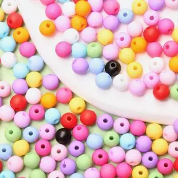 100 шт. 6 мм однотонные подвески из матового акрила, разделительные бусины для самостоятельного изготовления ювелирных изделий, фурнитуры для браслетов, ювелирных аксессуаров 8mm-50pcs разноцветный