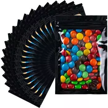 100 шт. 7,5*12 см голографические упаковочные пакеты, прозрачные фольгированные пакеты для хранения продуктов питания, герметичные пакеты для хранения продуктов питания чёрный