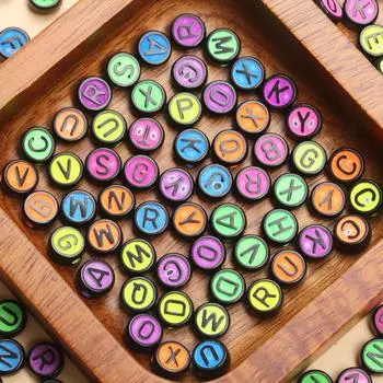 100 шт. 7 мм акриловые бусины с буквами круглые смешанные буквы AZ используются для изготовления ювелирных изделий своими руками браслет ожерелье брелок