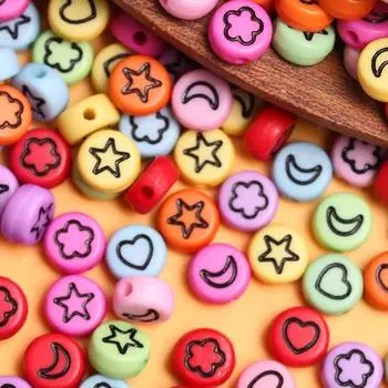 100 шт. 7 мм акриловые бусины «сделай сам» для изготовления ювелирных изделий Звезда Луна одноцветные смешанные бусины жёлтый