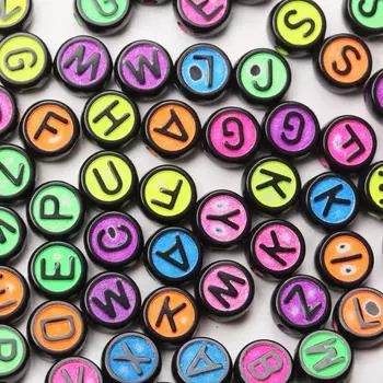 100 шт. 7 мм буквы свободные акриловые цветные круглые бусины мода для изготовления ювелирных изделий своими руками ожерелье браслет брелок бисерный материал ювелирные аксессуары