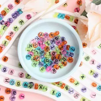 100 шт. 7 мм бусины с буквами алфавита акриловые бусины смешанные буквы квадратные свободные для изготовления ювелирных изделий браслет ожерелье прозрачный DIY оранжевый