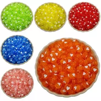 100 шт. 7 мм DIY бусины-разделители, прозрачные акриловые бусины в форме сердца, ожерелье, браслет, изготовление ювелирных аксессуаров, свободные жёлтый