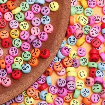 100 шт 7 мм ювелирные изделия улыбка смайлик счастливое лицо акриловые овальные разделительные бусины жёлтый
