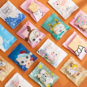 100 шт. 7x10 см пластиковая упаковка для выпечки DIY бисквитное печенье конфеты машина запечатывание новогодние рождественские подарочные пакеты для вечеринок 7x10cm