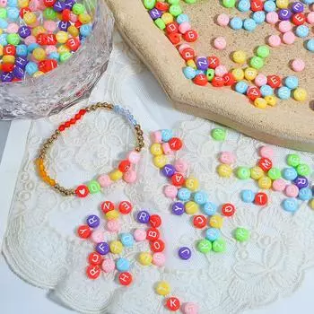 100 шт. 7x4 мм акриловые плоские бусины с алфавитом «сделай сам» для изготовления ювелирных изделий 04 чёрный