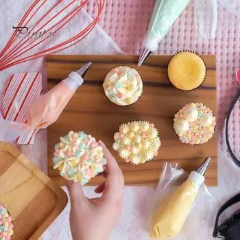 100 шт., 9/12/16 дюймов, прозрачный кондитерский мешок, одноразовый треугольный кекс, глазурь для начинки, слоеное печенье, изготовление десерта, украшение торта, глазурь для выпечки 9inch A