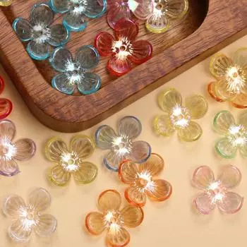 100 шт., 9 цветов, акриловые 15,8 мм, прозрачные хрустальные маленькие цветочные бусины, свободные бусины для серег, браслетов, процесс производства ювелирных изделий разноцветный