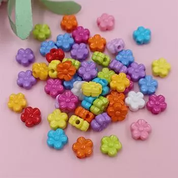 100 шт. 9 мм акриловые свободные бусины сплошной цвет DIY ювелирные аксессуары форма цветка ярких цветов ожерелье браслет кулон разноцветный