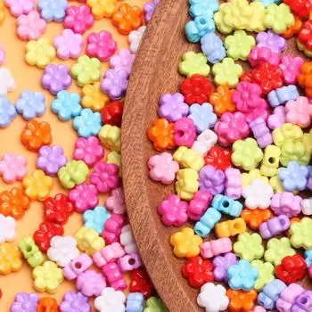 100 шт. 9 мм, модные однотонные фурнитура для DIY, акриловые яркие цвета, форма цветка, многоцветные ювелирные аксессуары, ожерелье, изготовление браслетов 4