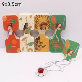 100 шт. 9x3,5 см новейшая печатная бижутерия ожерелье браслет бирка крафт-бумага складной ожерелье серьги набор упаковочная карточка 100card