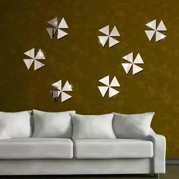 100 шт. акриловая 3D треугольная мозаика с зеркальным эффектом стикер на стену домашняя комната DIY серебряный