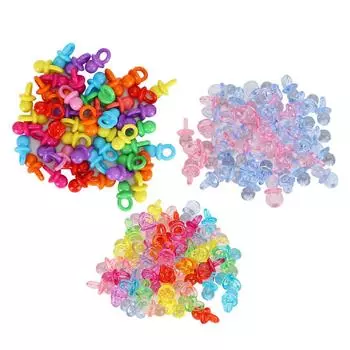 100 шт. акриловая соска, украшение для дня рождения, крещения ребенка, успокаивающие мини-цветные игрушки Transparent Pink Blue Transpa