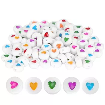 100 шт. акриловые бусины красочные сердечки кулон браслет ожерелье DIY ювелирные аксессуары