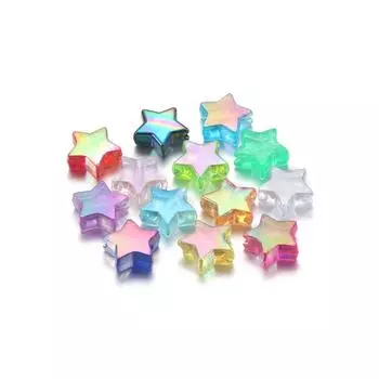 100 шт. акриловые бусины-разделители в виде звезд, бусины пятиконечной звезды, прозрачные бусины цвета радуги для изготовления ювелирных изделий, аксессуары