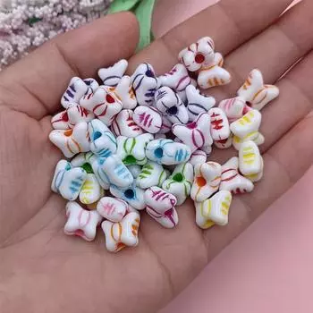 100 шт. акриловые цветы Роза Алфавит круглые бусины бабочка бусины DIY материал из бисера ожерелье ручной работы браслет ювелирные аксессуары Smiley face flower