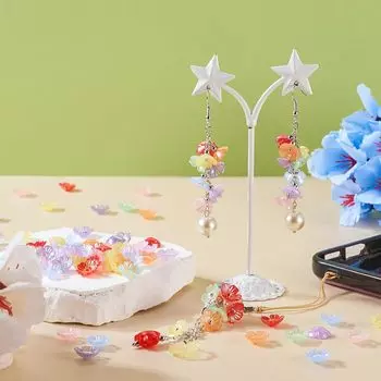 100 шт. акриловые маленькие цветочные бусины 9,5 мм, распорные бусины для самостоятельного изготовления браслета, ожерелья, бисерного материала для изготовления ювелирных изделий 100pcs about9.5mm розовый