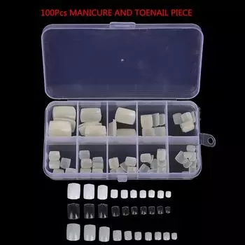 100 шт. Акриловые накладные ногти на ногах, накладные ногти, искусственный маникюр, украшение для ногтей телесный