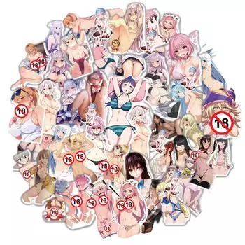 100 шт., аниме, хентай, сексуальные наклейки Waifu для взрослых, наклейки с солнечной цензурой для ноутбука, телефона, багажа, милые автомобильные наклейки, игрушки для девочек