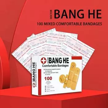 100 шт. антибактериальных водонепроницаемых пластырей разных размеров, спортивный комплект 1 pack