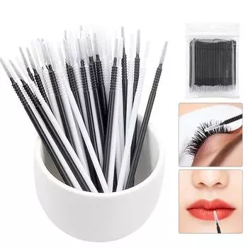 100 шт., аппликаторы с микрокистями, гибкие, для прививки накладных ресниц, чистящая ватная палочка, многофункциональная одноразовая ватная палочка белый