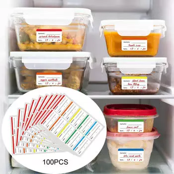 100 шт. этикетки для пищевых продуктов с указанием содержимого и даты, водостойкие наклейки для банок со специями
