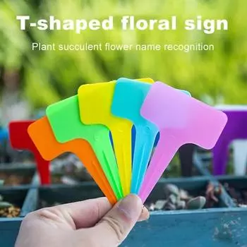 100 шт. этикеток для растений T-образной формы, водонепроницаемые маркеры для растений, многоразовые бирки для идентификации растений, маркер для питомника, знаки для рассады цветов, сорта S