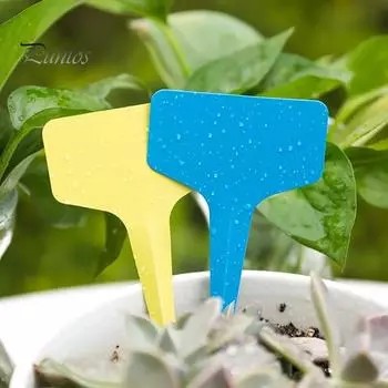 100 шт. этикеток для растений T-образной формы, водонепроницаемые маркеры для растений, многоразовые бирки для идентификации растений, маркер для питомника, знаки для рассады цветов, сорта S