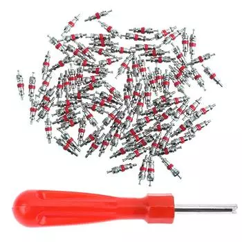 100 шт., автомобильные шины, кондиционер, сердечники клапанов Шредера с ключом для снятия CHINA