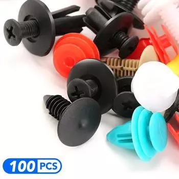 100 шт. автомобильные зажимы крепежные винты бампер внутреннее украшение авто нейлон случайное смешивание универсальные аксессуары 100pcs