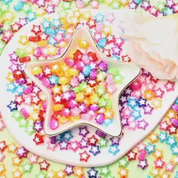 100 шт., аксессуары для изготовления ювелирных изделий, 10 мм, яркие цвета, акриловые бусины ручной работы, бусины для DIY, материал ручной работы, бусины в форме сердца, звезды, свободные бусины 100Pcs разноцветный