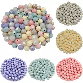 100 шт., аксессуары для изготовления ювелирных изделий своими руками, 10 мм, однотонные разноцветные акриловые многогранные бусины, свободные бусины, браслет, ожерелье, геометрические граненые разноцветный