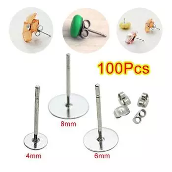 100 шт. Аксессуары для сережек с плоским дном иглы Практичные серьги ручной работы Удобные серьги с плоской головкой 4mm