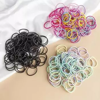 100 шт. Аксессуары для волос для девочек, резинки для волос, эластичные резинки для волос, детские повязки на голову, украшения, завязки, резинки для волос чёрный