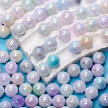 100 шт., аксессуары ручной работы, ожерелье AB, цвет 8/10 мм, ювелирные изделия, материал из бисера, модные круглые бусины, двухцветные серьги «сделай сам», инструменты для браслета 8mm разноцветный