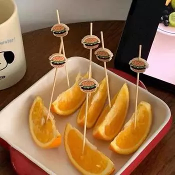 100 шт. бамбуковые палочки для украшения гамбургеров одноразовые палочки для фруктов еда украшения для сэндвичей аксессуары для бенто вилка для вечеринки шведский стол