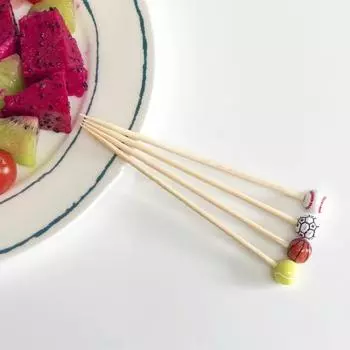 100 шт., бейсбольные бамбуковые палочки для коктейлей, спортивные шампуры с шаровым наконечником, 4,7 дюйма, палочки для закусок для фруктов, сыра, кексов, мясные товары для вечеринок tennis