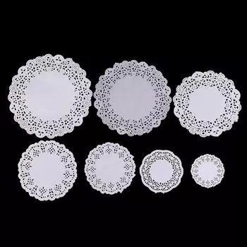 100 шт. белые круглые бумажные салфетки, кружевные салфетки для столов, свадебной вечеринки 8.8cm