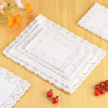 100 шт., белые кружевные бумажные салфетки, салфетки для столовых приборов, коробка «сделай сам», упаковка, подарочная упаковка, бумажные поделки для свадебной вечеринки, сувениры, коврик для украшения стола as show