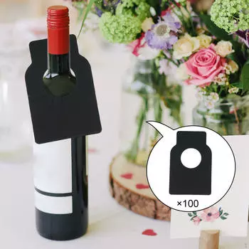 100 шт. бирки для бутылок, отличительные этикетки для напитков, подвесные двухсторонние этикетки для шампанского белый