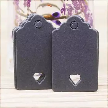 100 шт. бирки из крафт-бумаги, ручная работа с любовью, бирки для одежды, бирки для конфет/подарков/печенья, этикетки для упаковки, карточки чёрный