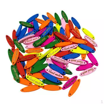 100 шт., бирки ручной работы с 2 отверстиями, деревянная этикетка, украшение, швейные аксессуары для поделок своими руками